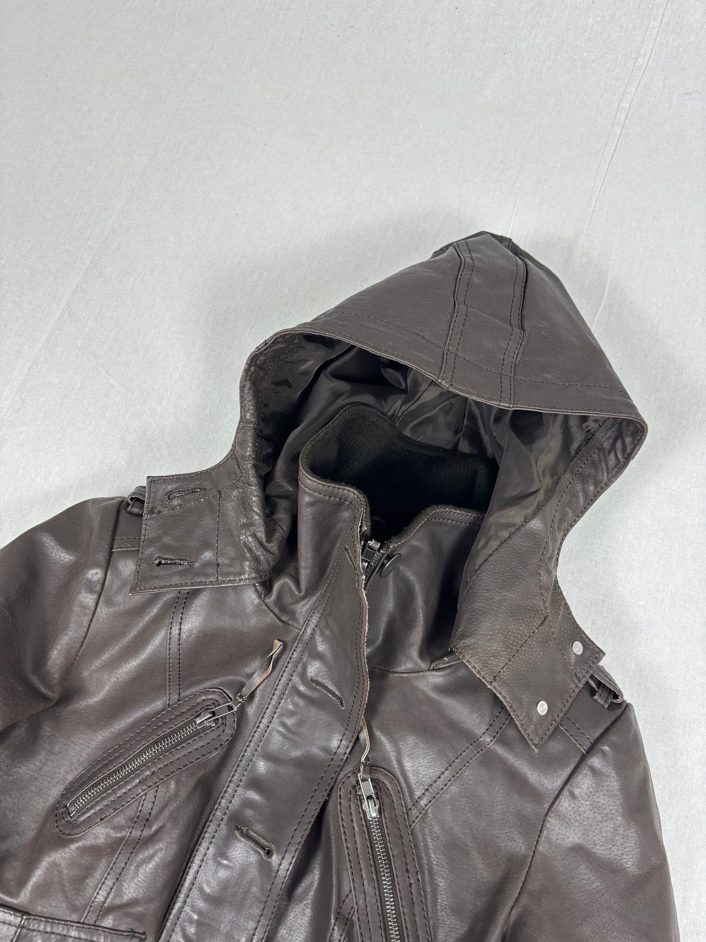 Leather hooded Jacket (s Woman)