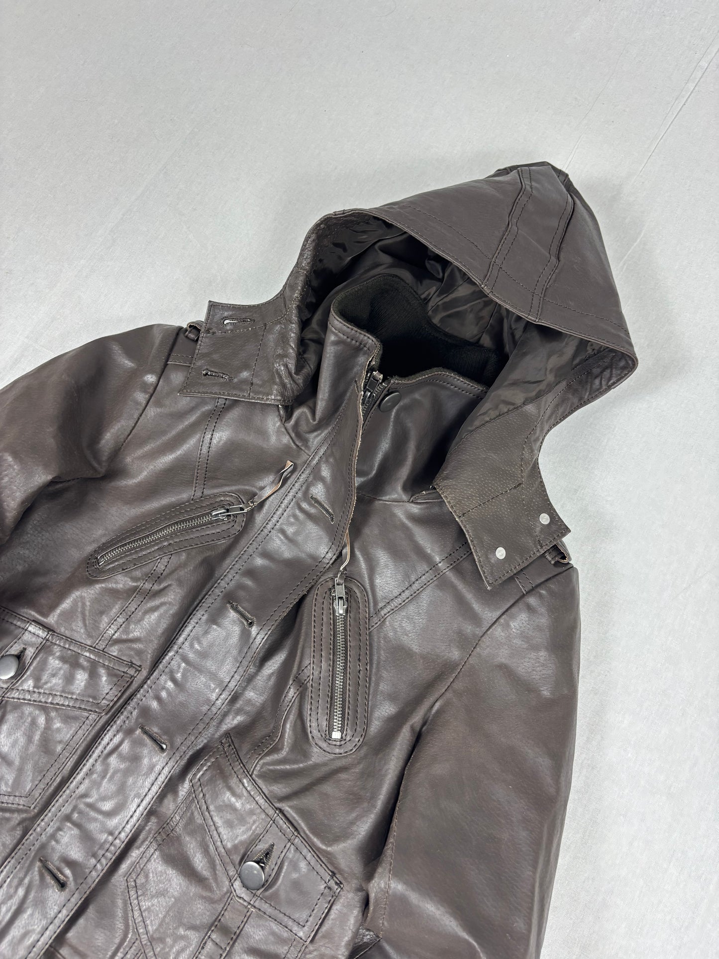Leather hooded Jacket (s Woman)