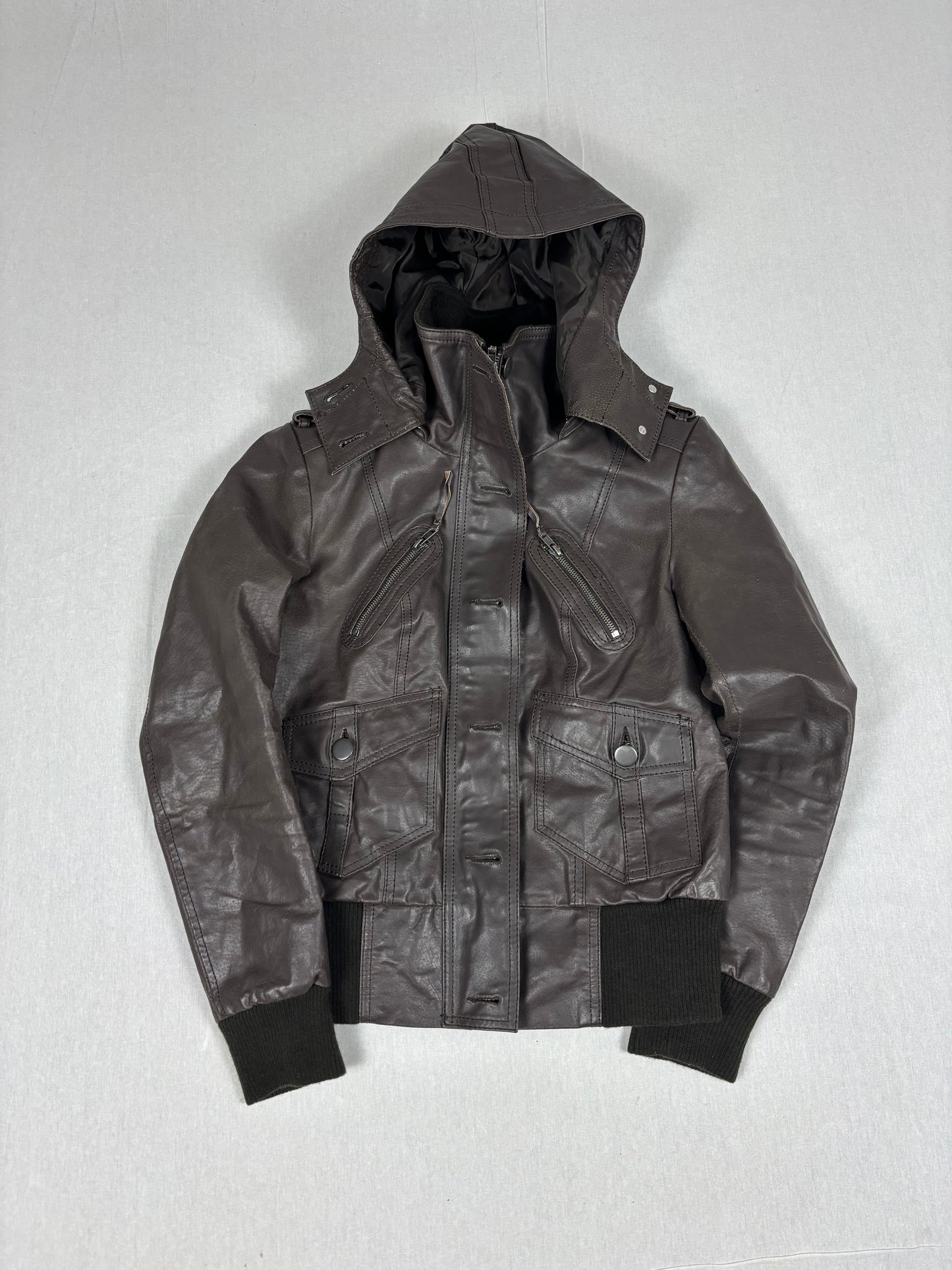 Leather hooded Jacket (s Woman)