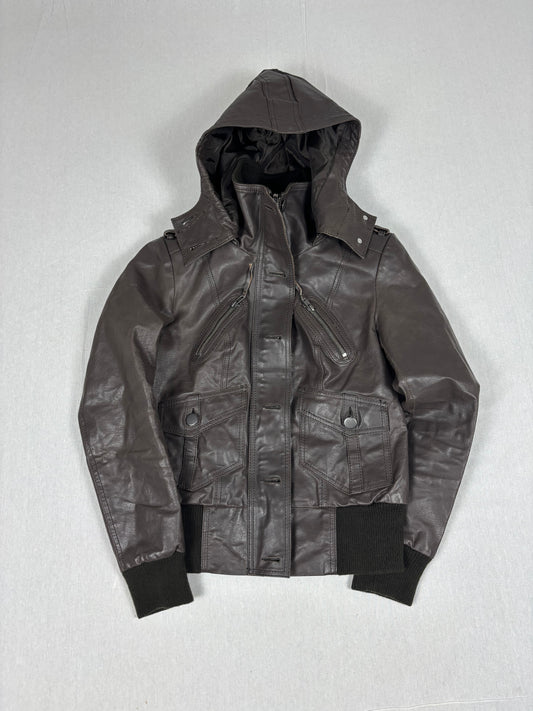Leather hooded Jacket (s Woman)
