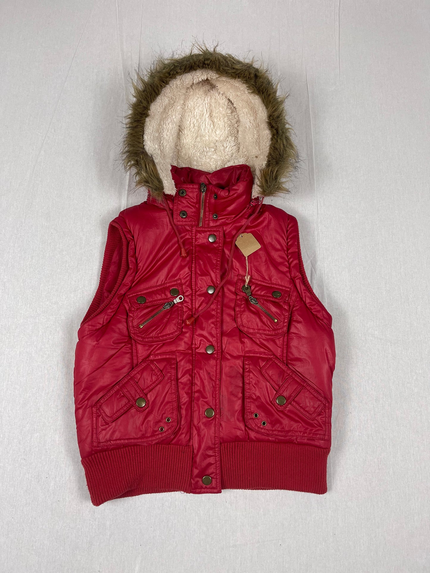 Y2k Weste mit fellkapuze Woman (s)