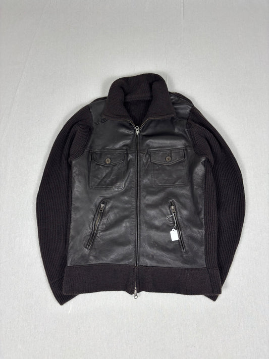 Leather Bomber Knit Jacket (M/L)