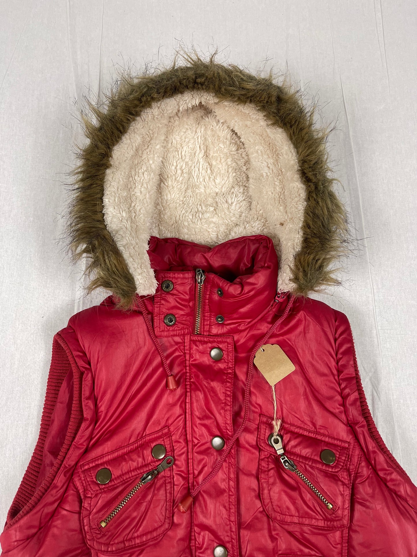 Y2k Weste mit fellkapuze Woman (s)