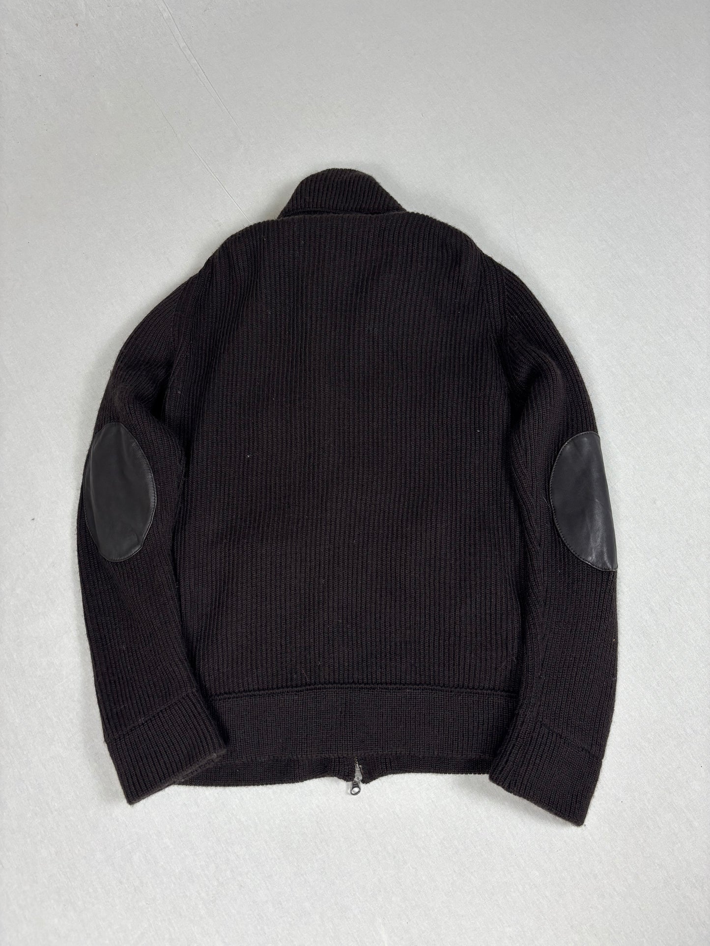Leather Bomber Knit Jacket (M/L)