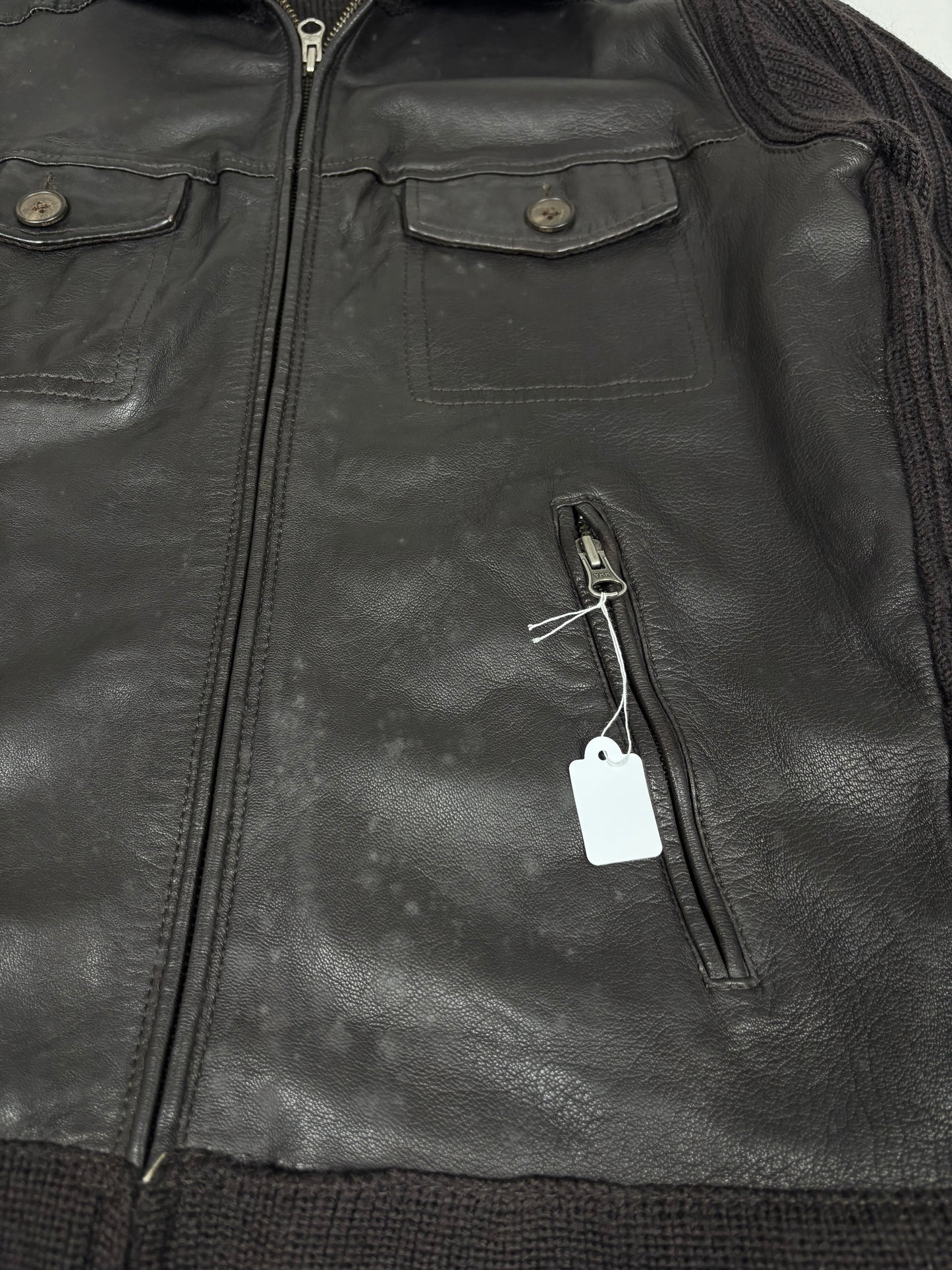 Leather Bomber Knit Jacket (M/L)